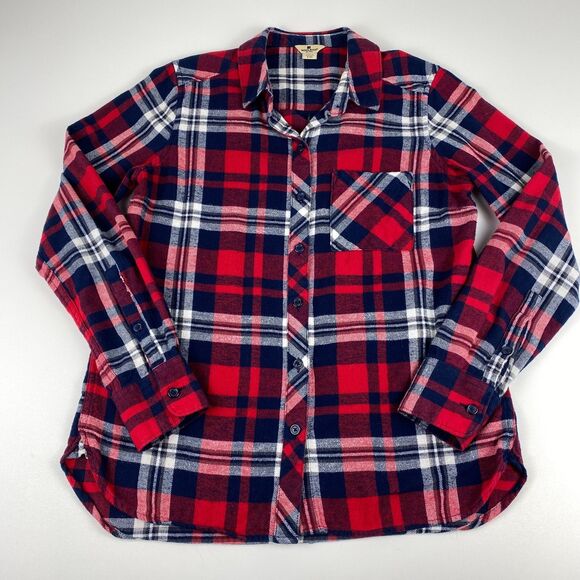 Woolrich Women's Flannel Plaid Long Sleeve Button Up Cotton Shirt Small USA Red - Picture 1 of 12